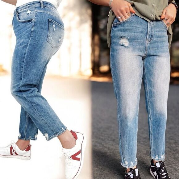 Risen Denim - Risen High Rise Boyfriend Jeans Size 1XL